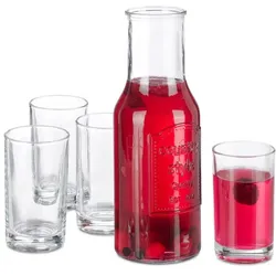 Relaxdays Wasserkaraffe Set mit Gläsern Transparent