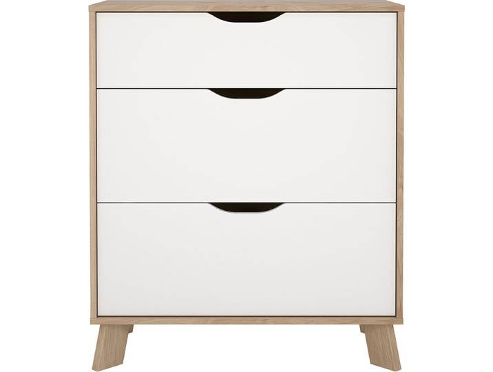 Ikast Kommode 3 Schubladen Eichen-Nachbildung, weiß.