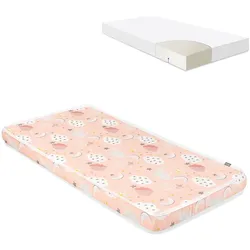 Kikkaboo Babybett Matratze Fantasia Cloud 120 x 60 x 9 cm, Baumwollbezug orange