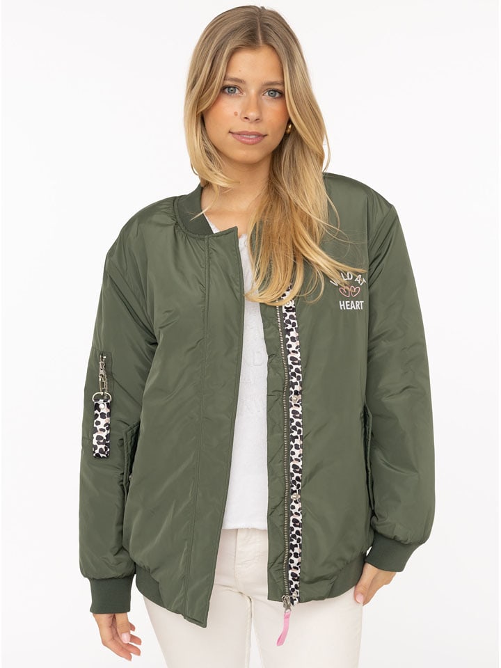 Zwillingsherz Blouson "Wild At Heart" in Khaki/ Pink - XL