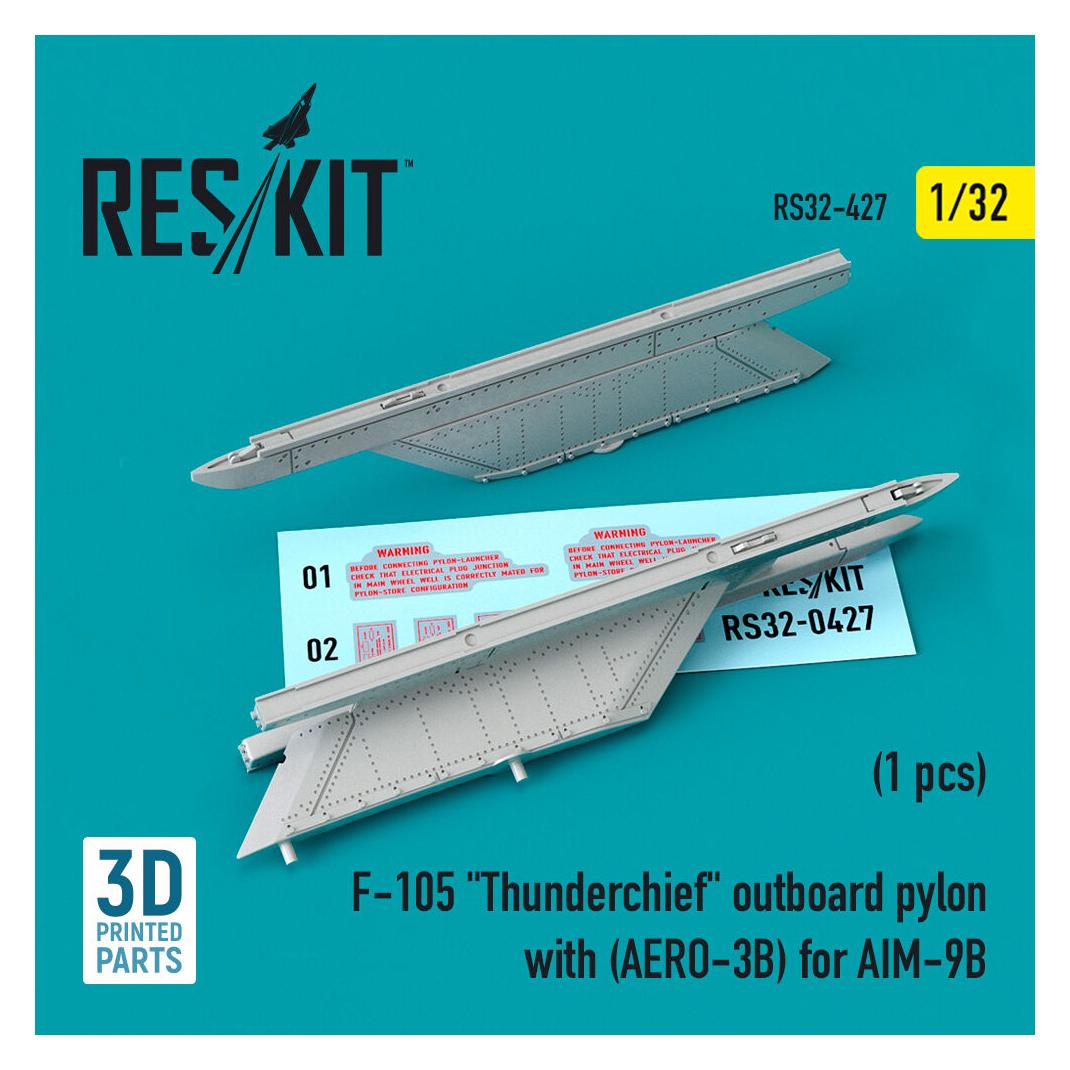 ResKit F-105 Thunderchief outboard pylon with (AERO-3B) for AIM-9B (3D Printed) (RS32-0427)