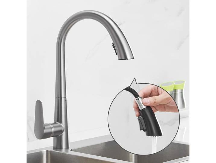Robinet de cuisine extractible STARON avec douchette dissimulée, double mode de jet, mitigeur eau chaude et froide pour évier de cuisine