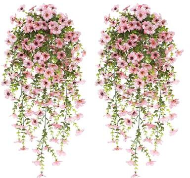 Quick Pick Pro Artificial Hanging Flowers Silk Daisy Garland With Eucalyptus For Indoor & Outdoor Spring Decor pink