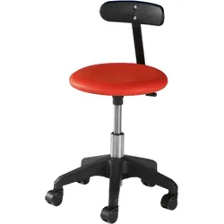Hocker Carina, mit Kunstlederbezug, fahrbar, mit Rückenlehne