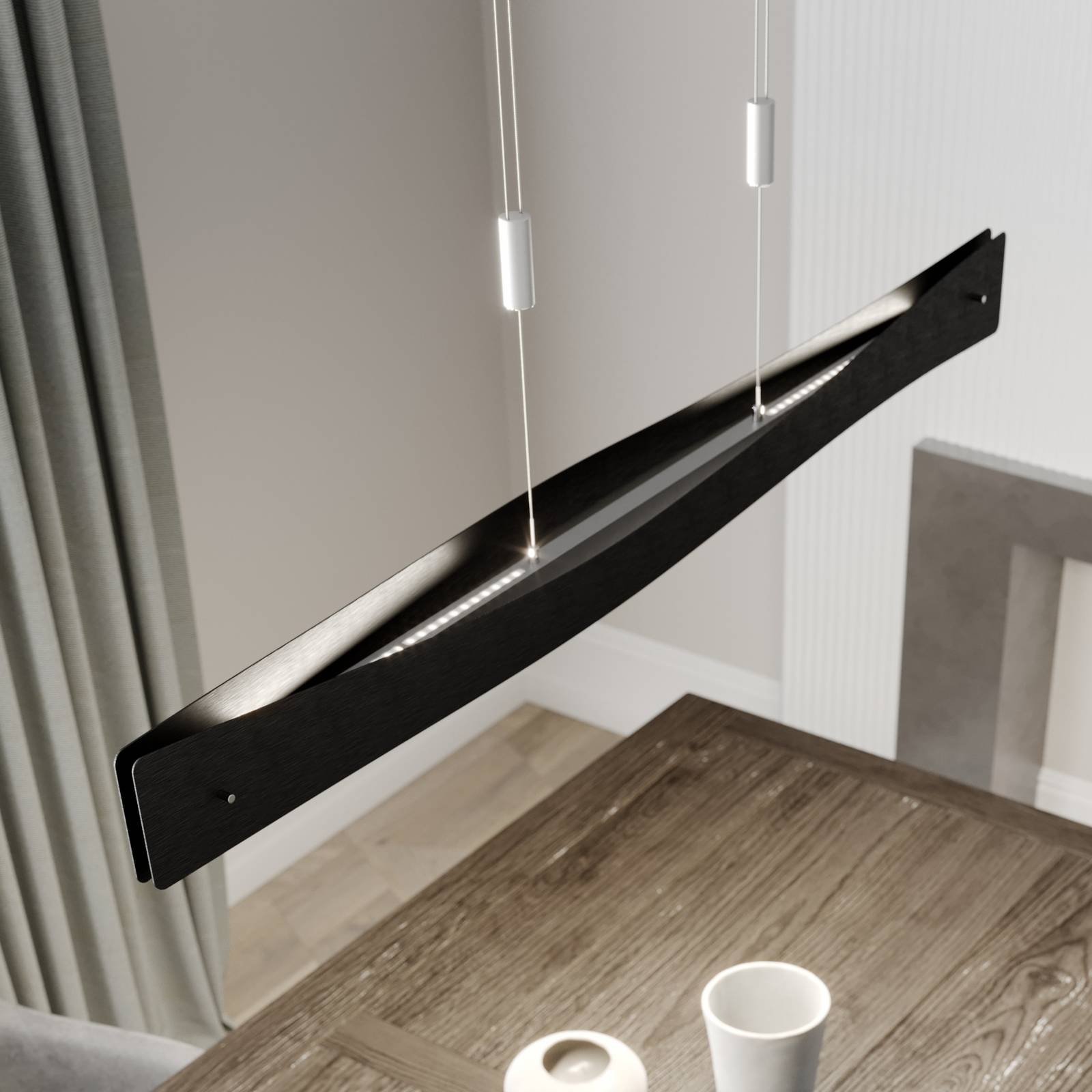 Hängelampe Lian Quitani, dimmbar, schwarz, für Wohn- / Esszimmer, Aluminium, Design