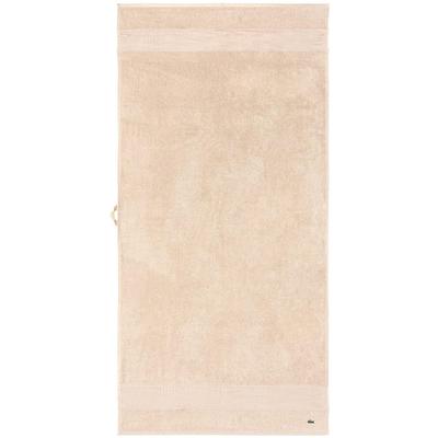 Duschtuch LACOSTE "LLECROCO", beige (cappuccino), B:70cm L:140cm, Frottier, Obermaterial: 100% Baumwolle, Handtücher, mit Label-Applikationen