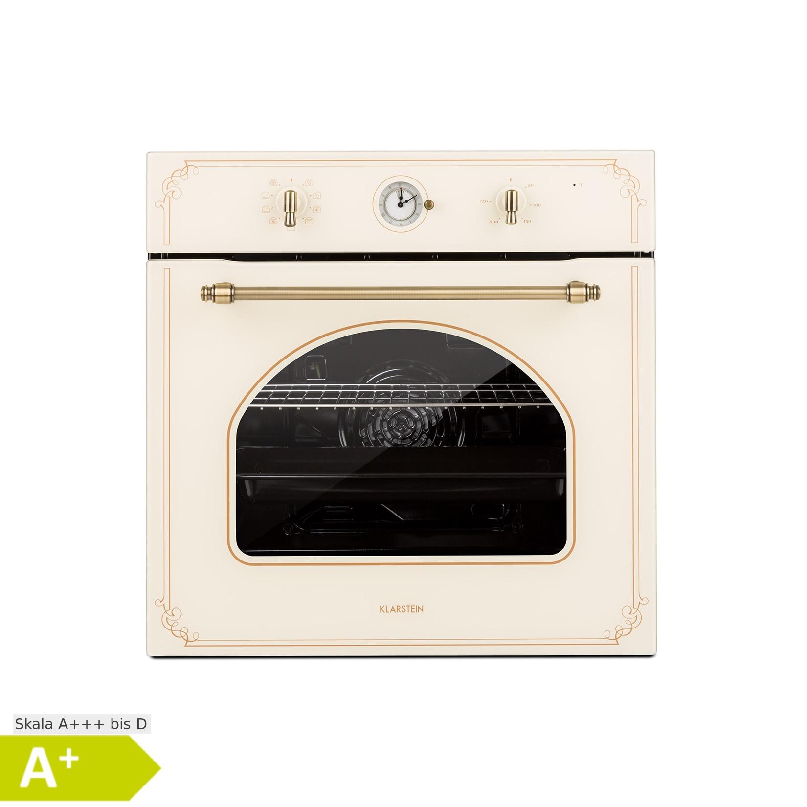 Victoria Einbaubackofen Retro-Design 9 Funktionen 50-250°C elfenbein Elfenbein