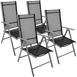 VCM 4er Set Klappstuhl Gartenstuhl Campingstuhl Liegestuhl   für Garten Terrasse Balkon   schwarz / Rahmen grau   Maße H. 105 x B. 56 x T. 65cm