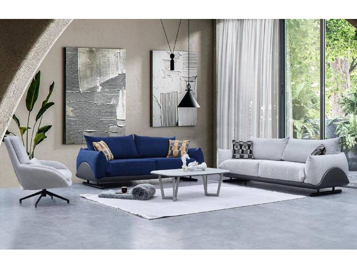 Xlmoebel Polstergarnitur Elegante Designer Couch in hochwertigem Stoff für stilvolles Wohnen, (Polstergarnitur, 3-tlg., 2x 3-Sitzer + 1x Sessel ohne Couchtisch), Hergestellt in Europa