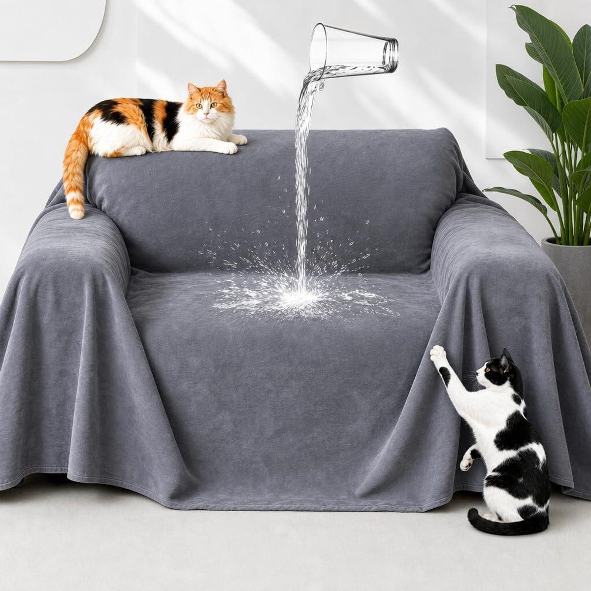 Grijs Bankhoes Beschermhoes voor Banken en Meubels - Krasbestendig en Waterdicht - 230 x 180 cm