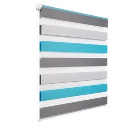 Helloshop26 - Doppelrollo Zebra Day and Night doppelstufiger Rollo 80x150cm weiß grau türkis 19_0000860