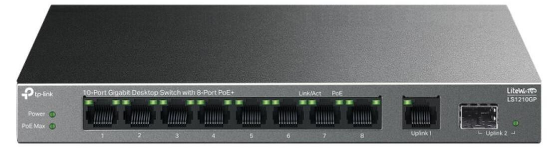 TP-Link LiteWave LS1210GP Gigabit Ethernet Switch met Power over Ethernet (PoE) ondersteuning