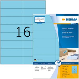 Herma Universaletiketten 4258 Special, blau, 105 x 37mm, 100 Blatt, 1600 Stück