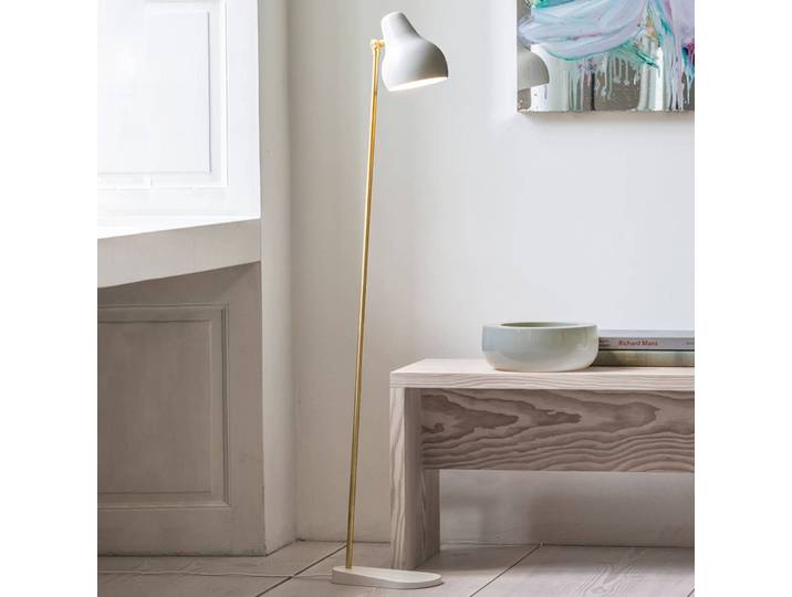 Design vloerlamp VL38, dimbaar, wit / opaal, Woon-/ Eetkamer, Aluminium, Design, vloerlamp