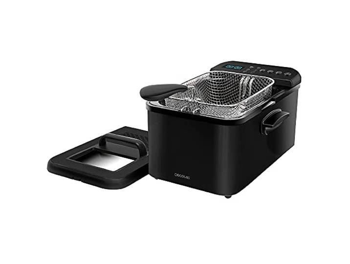 Cecotec Cleanfry Luxury 4000 Schwarz 4,2 Liter Ölfritteuse, 3270 W, schwarz lackierter Edelstahl, 5 voreingestellte Programme, OilCleaner-Filter, Digitales Display, Spülmaschinengeeignet
