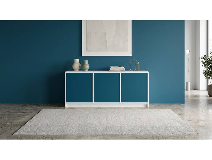 Blaues Sideboard von Pickawood MDF Beschichtet MDF Weiß matt