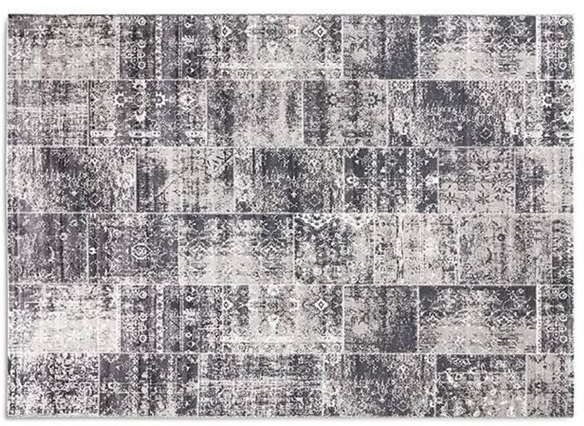 Lifa Living Vloerkleed Vintage Patchwork Grijs Polyamide 80 x 150 cm
