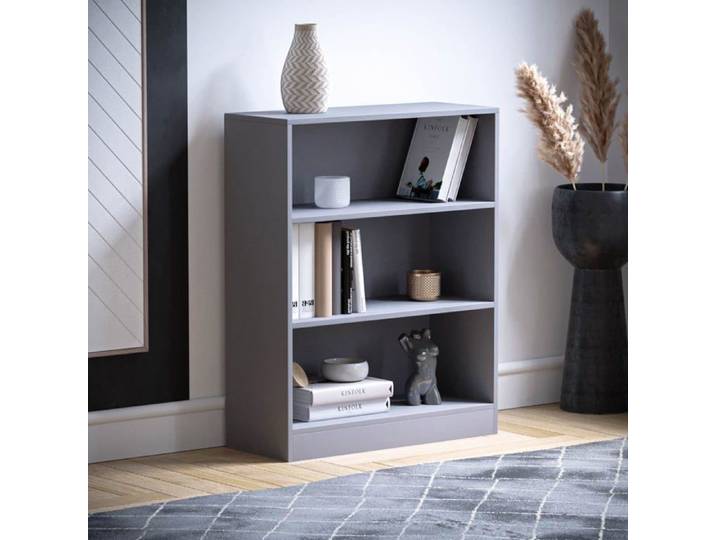 Bibliothèque - Vida Designs - Cambridge - Bois Gris - 3 Étagères - Assemblage Facile