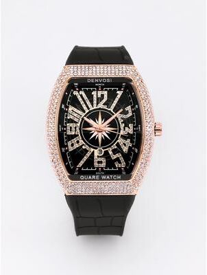 Fashion Sheath DENVOSI Luxury Starry Sky Quartz Watch With Silicone Strap golden Black