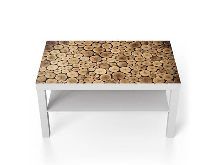 DEQORI Glastisch weiß groß 90x50 cm Motiv Harmonisches Holzmeer ausgefallener Beistelltisch aus Glas Hochglanz Couchtisch fürs Wohnzimmer moderner Couch Tisch mit Design