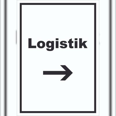 HB-Druck Logistik Schild mit Text und Richtungspfeil rechts Transport Versand hochkant A5 (148x210mm)