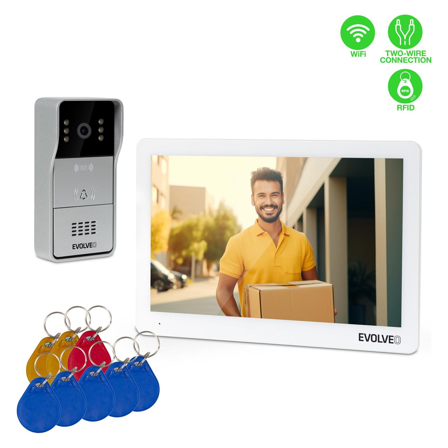 Evolveo DoorPhone 10-2W - 2-wire video intercom with app and 32GB memory (App, Drahtgebunden, Kabelgebunden) (2055159658809)