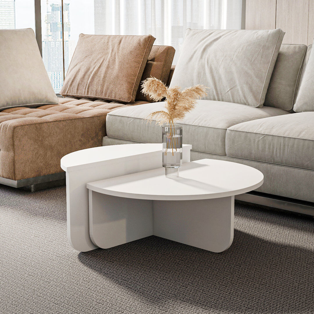 Fjørde & Co Alves 68cm W Coffee Table White 33.8cm H X 68cm W X 47cm D