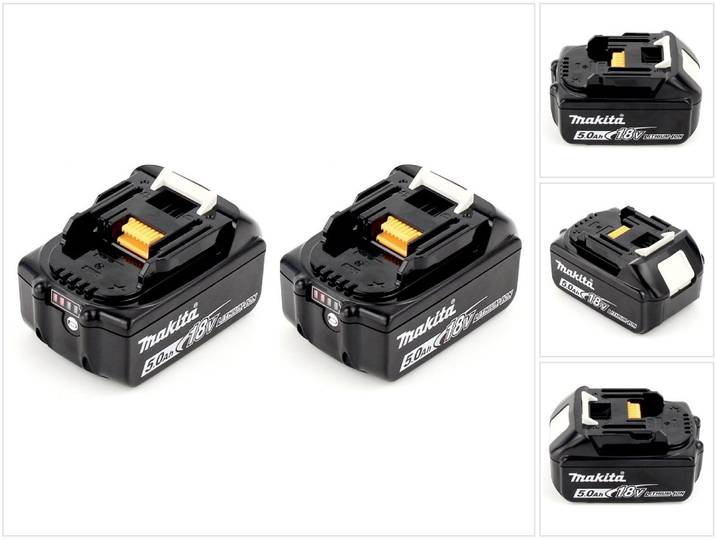 Makita BL 1850 B 18 V - 5 Ah / 5000 mAh Li-ion Batteries avec affichage LED - pack de 2