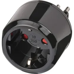 Reisestecker für Italien Steckdose und Euro Stecker, schwarz