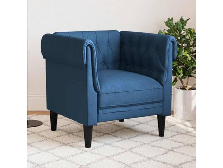 ZQQLVOO Chesterfield-Sessel Blau Stoff, Bequemer Polstersessel mit gepolsterten Armlehnen und Rückenlehne, Strapazierfähiger atmungsaktiver Bezug, Stabile Stützbeine für Wohnzimmer