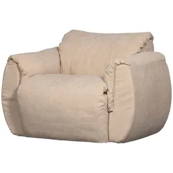 Drehsessel Baggy aus Chenille-Stoff, modernes Design, sandfarben, weich gepolstert, Indoor
