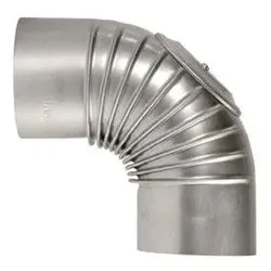 6x Bertrams, Zubehör Kerzen + Kamin, Kaminrohrbogen 90°fest mit Tür Ø120mm silber