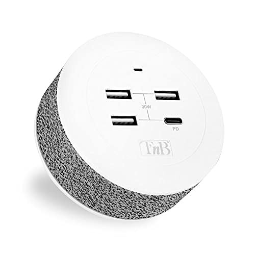 T'nB IconiQ USB-C PD-oplaadstation met 3 USB-A poorten, 30W, grijs/wit