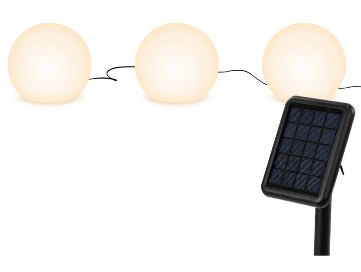 LED Solarleuchte OTTO HOME Ollira, LED-Solar Kugelleuchten, 3er Set , weiß, H:17cm Ø:20cm, Leuchten, LED Solarleuchte, mit Erdspießen