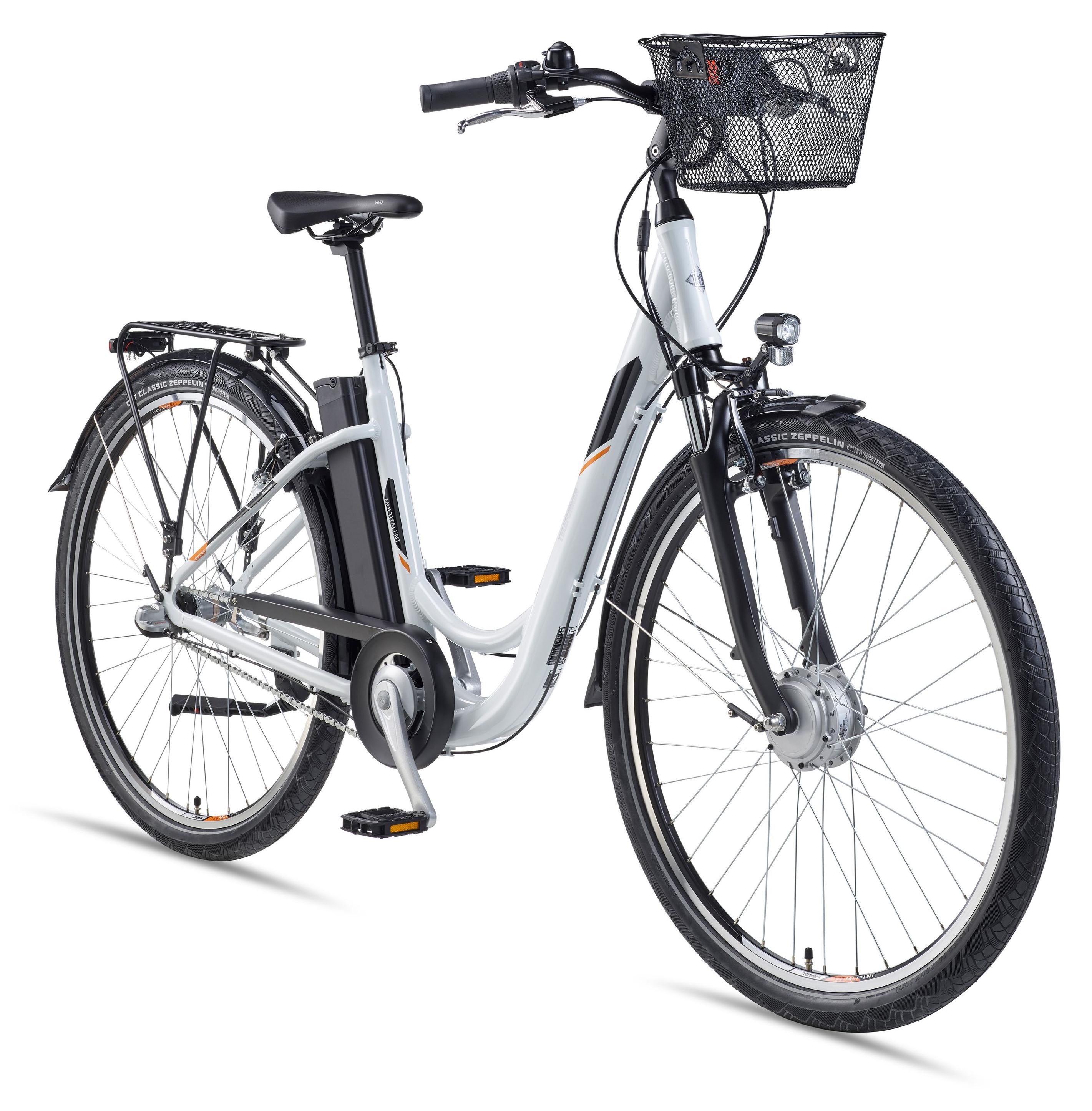 Telefunken E-Bike RC830 28 Zoll mit 3-Gang Shimano Nabenschaltung / Frontmotor 250W / Sitzrohrakku 536,5 Wh / weiß