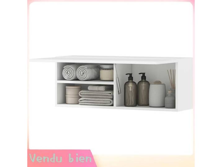 LIA Armoire murale de salle de bain meuble de rangement suspendu avec porte à charnières 80 x 25 x 30 cm blanc