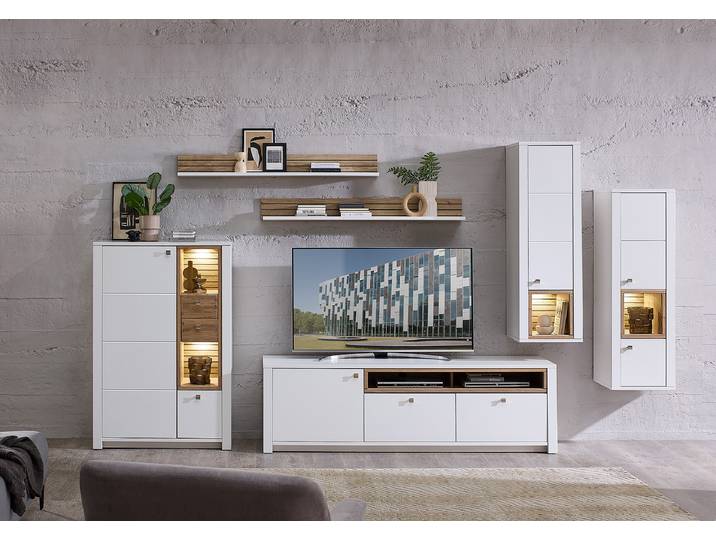 Buffet haut éclairé 92 cm 92 x 138 x 41cm Blanc
