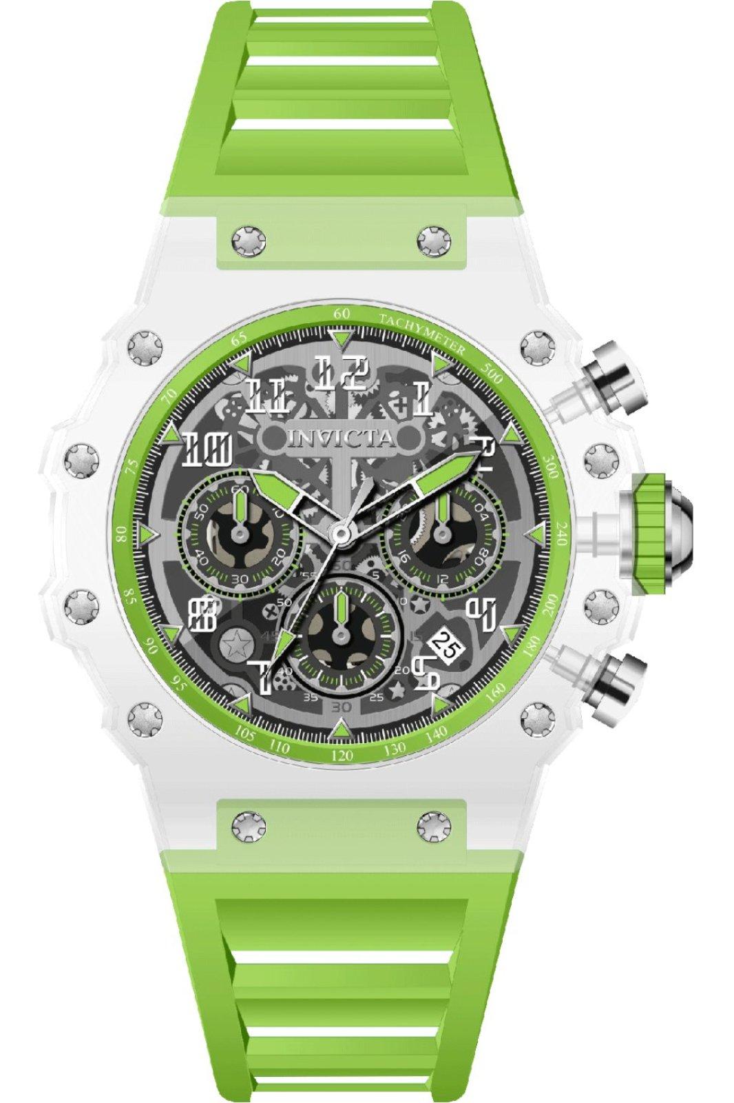 Invicta Racing 69688 Herenhorloge - Quartz Uurwerk - Acryl met Zilveren Wijzerplaat - 43 mm
