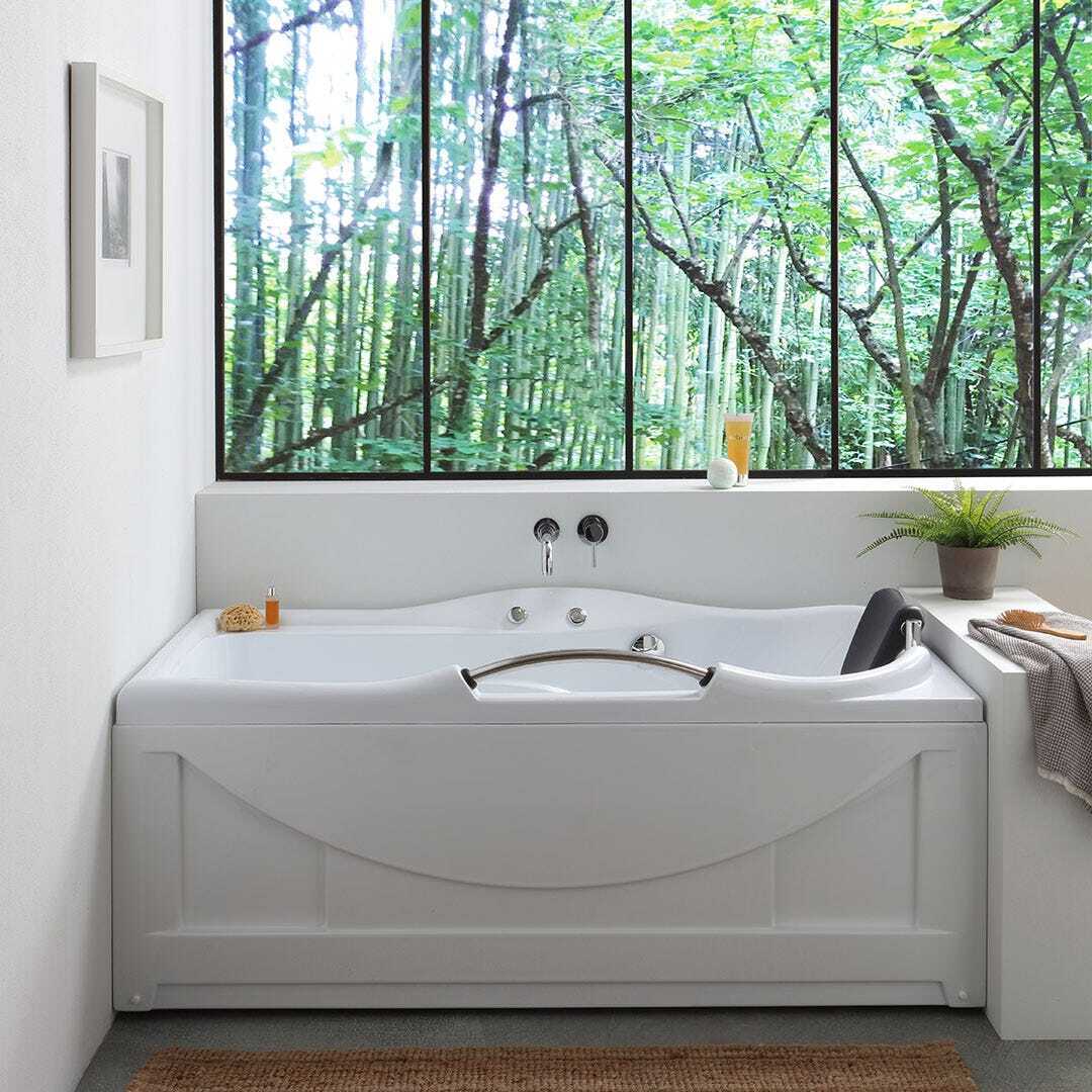 Rechteckige weiße Einbaubadewanne mit Whirlpool, Version rechts | Diletta