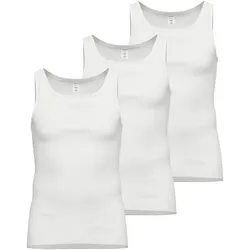 AMMANN Herren Unterhemd 3er Pack - Feinripp, Verlängerter Rücken, Baumwolle Weiß / M