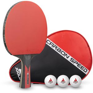 Joola Tischtennisschläger Carbon Speed, 5-teiliges Set, 1 Schläger, 3 Bälle & Transporttasche, mit ITTF-Zulassung