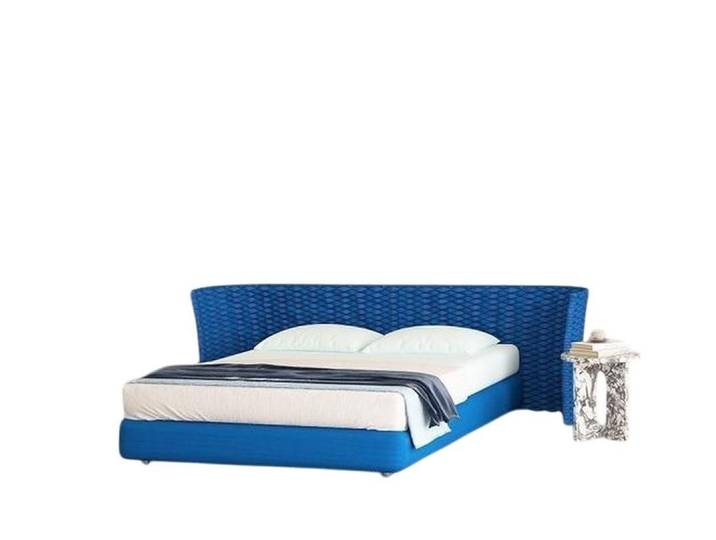 Xlmoebel Polsterbett Blaues Designerbett von XLMOEBEL aus hochwertigem Holzwerkstoff (Polsterbett, Blaues Designerbett), Made in Europa