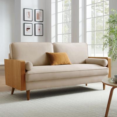 Modway Kellan Performance Velvet Sofa in Walnut Alabaster