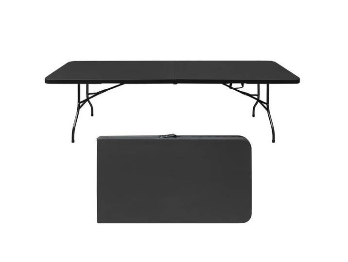 MEUBLIV Table pliante rectangulaire 244 cm noire plateau en plastique haute densité structure en acier