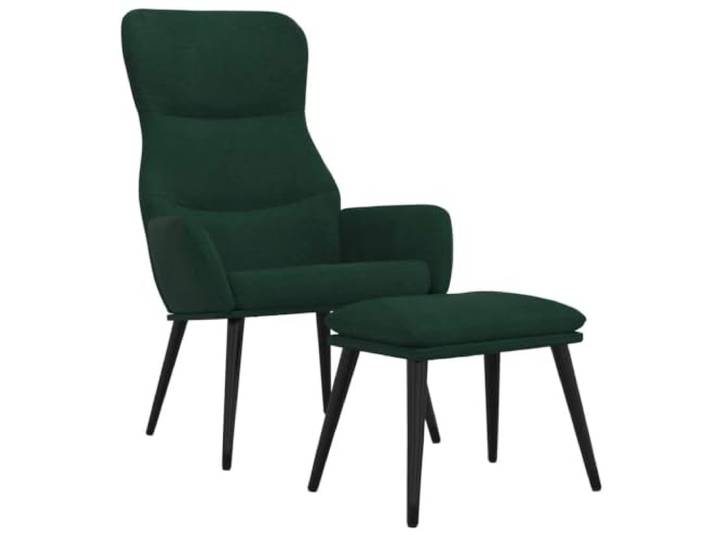NLQMSU Relaxsessel mit Hocker, dunkelgrün, Stoff Metallrahmen, Armlehnen, weicher Stoff, beweglicher Hocker, einfacher und sauberer Look