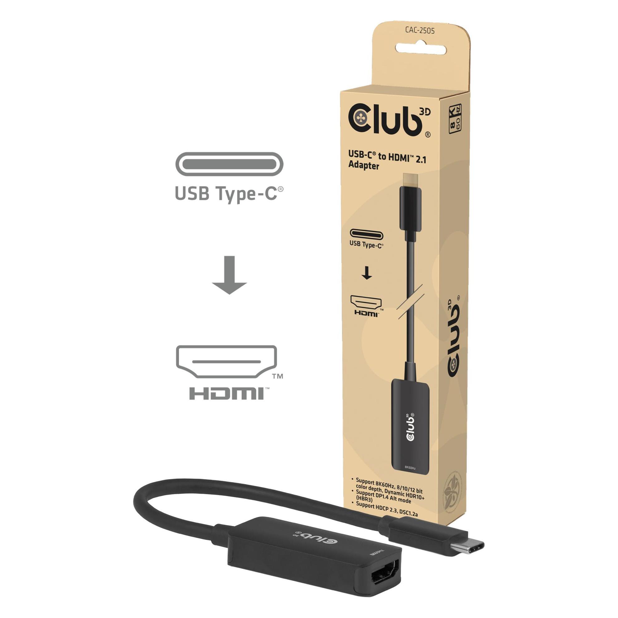 Club 3D Club3D Adapter USB Typ C > HDMI 2.1 8K HDR10 DP1.4 St/Bu retail (HDMI) (CAC-2505)