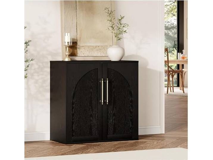 GarveeMore Arched Sideboard Buffet 82×80×40cm Küchenschrank 2 verstellbare Einlegeböden mit Kippsicherung moderner Landhausstil