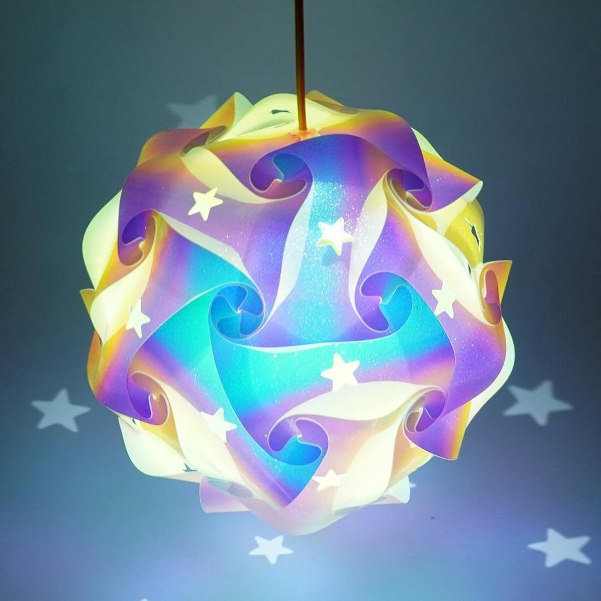Lantaarn Knutselset voor kinderen met stok - Neonwit - 16 x 21 cm