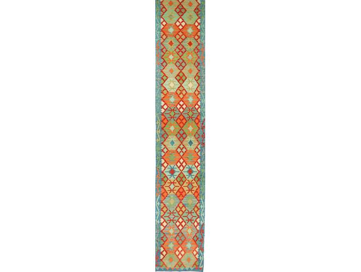 Kelim Afghan Teppich 87x490 Handgewebt Orientteppich Läufer Wolle