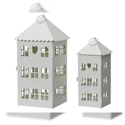 Decoris 386855 Laterne Eisen Set a 2 Größe: L14.50-W14.50-H30cm